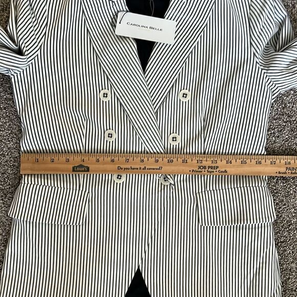 New Carolina Belle Neutral Pinstripe Blazer Jacket Academia Seersucker- Small - Picture 10 of 13